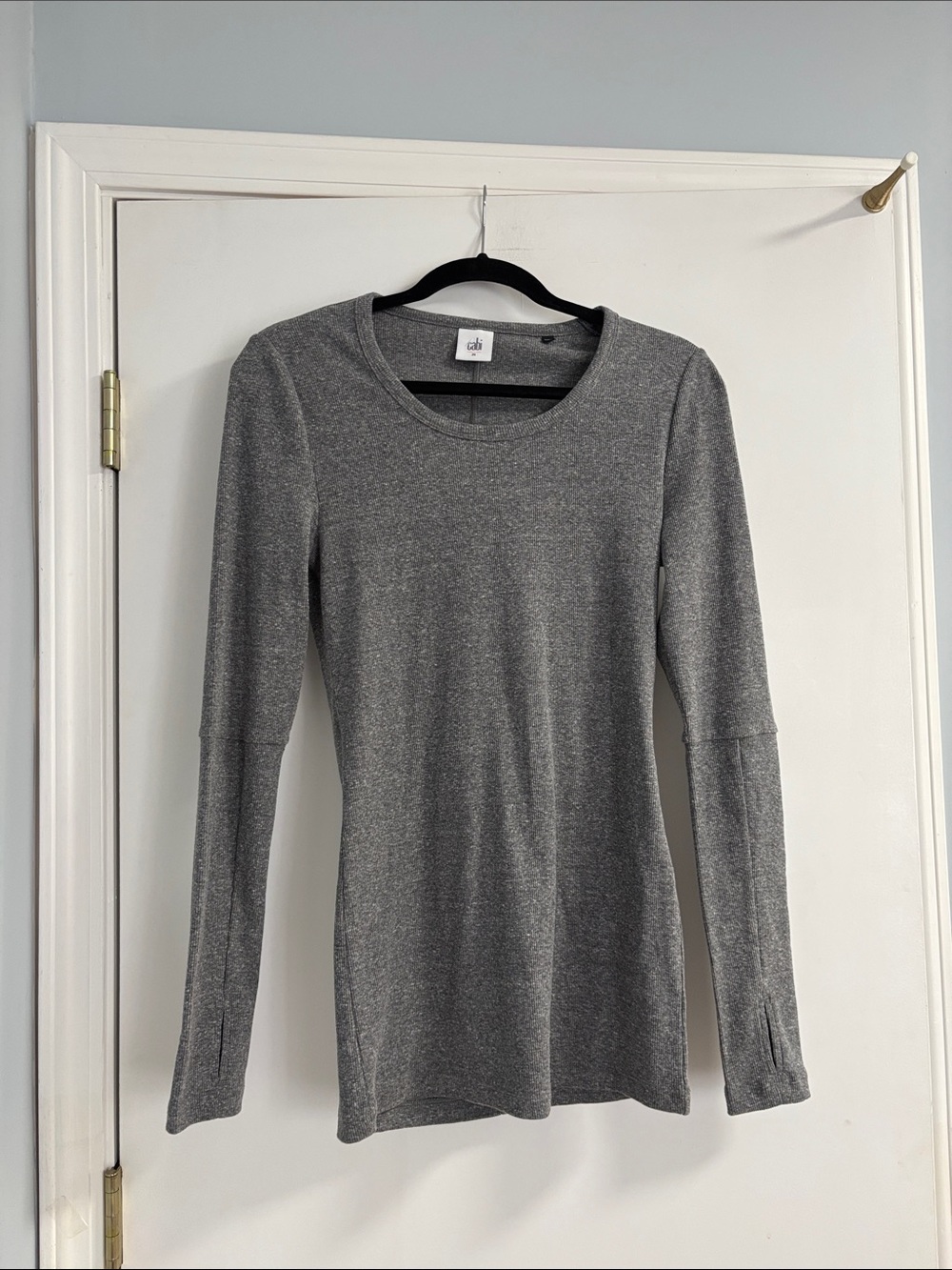 CAbi Gray Long Sleeve Serenity Crewneck